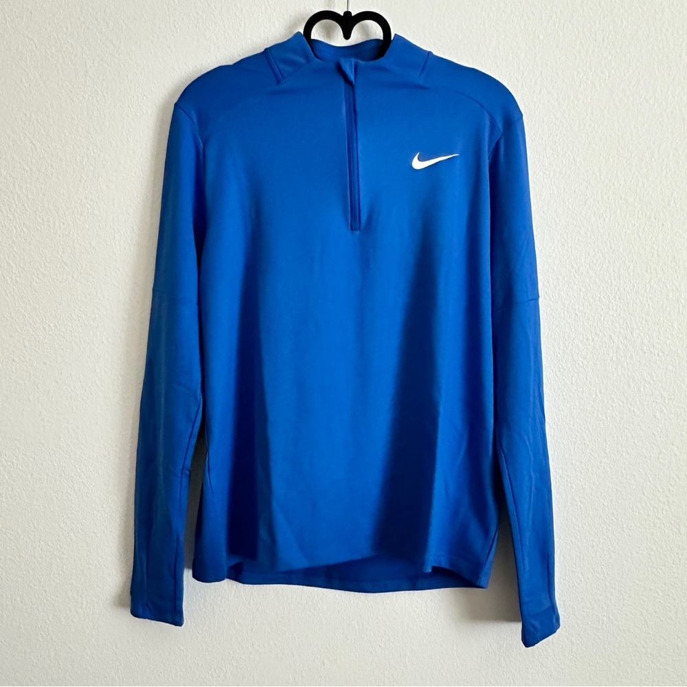 Nike Blue Dri-FIT Quarter Zip Hi-Low Hem Running Pullover Shirt Size M